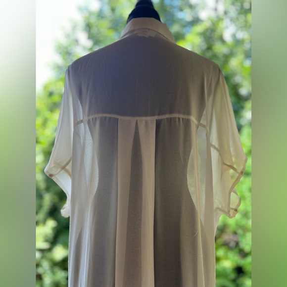 Chico's by Marla Wynne Chiffon Ivory Long Tie-Front Tunic/Duster Size M EUC - Picture 9 of 12
